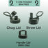 3 Insulated Water Bottle & Snack Container - Stainless Steel Water Bottle with Storage Compartment, Lid Types BPA Free