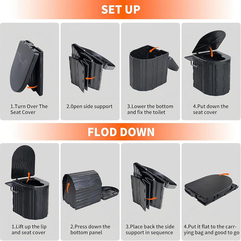 UOPBYEA Portable Camping Toilet for Adults With Urine Gel & Leak-Proof Bags and Wider Seat, Washable Portable Potty