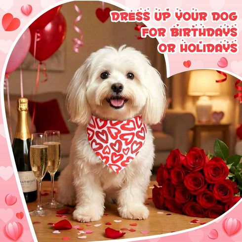 120 Youyole Pcs Valentine's Day Dog Bandana Bulks Love Dog Bandanas Valentine's Day Pet Scarf Soft Cat Triangle Scarves