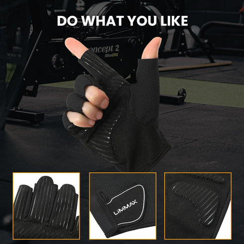 LiMiMAX Workout Gloves for Women & Men, Breathable Half Finger Gym Gloves with Non-Slip Padded Palm, Lightweight