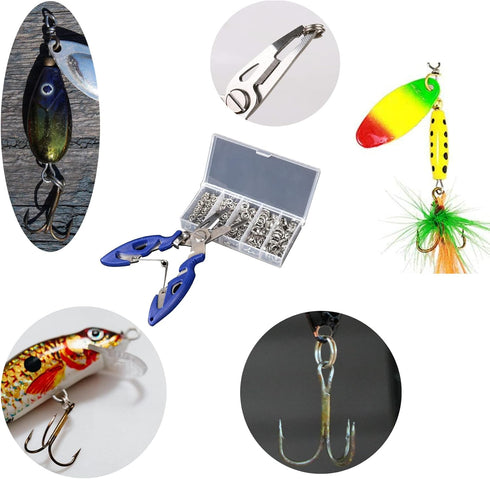 GREATFISHING 200PCS High Strength Heavy Stainless Steel Split Ring Lure Connector with Fishing Pliers, 30lb to 120lb