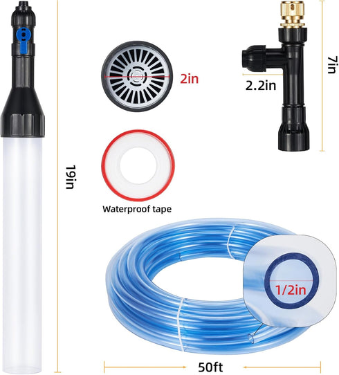 Gravel Vacuum for Aquarium Fish Tank Siphon with Three Metal Faucet Adapter and Long Hose 50 Feet