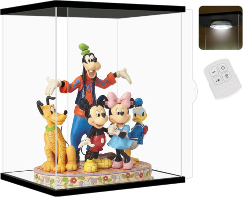 NONEMEY Clear Acrylic Display Case, Dustproof Model Showcase Organizer Box with Remote Control Light