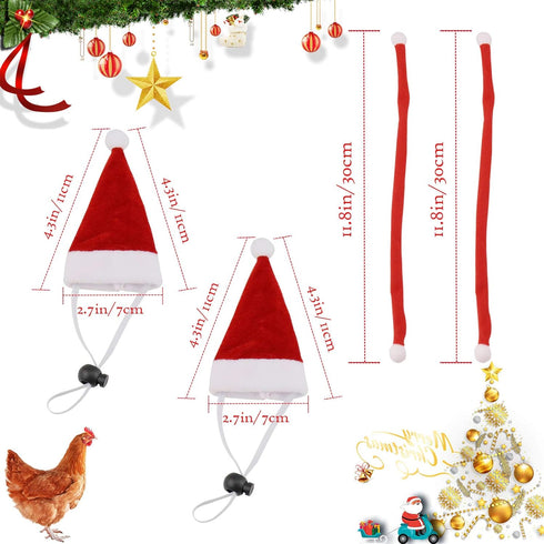 2 Pack Christmas Bearded Dragon Lizard Hat and Scarf, Small Animal Guinea Pig Christmas Costume Clothing (2A-Red)