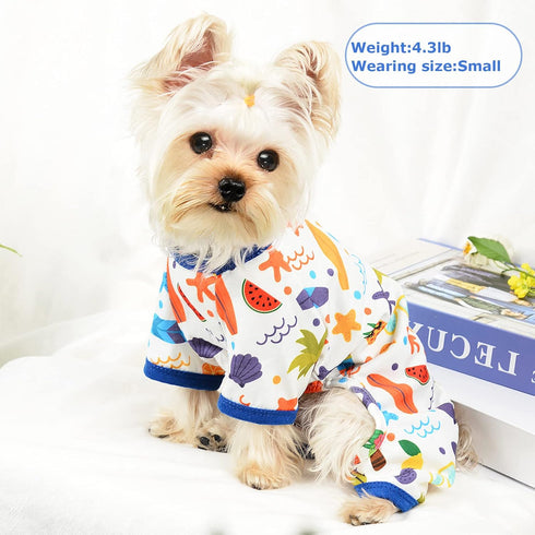 Dog Pajamas Pjs for Spring Summer - Soft Stretchy Onesies for Small Dogs, Cat Pet Jammies Outfit
