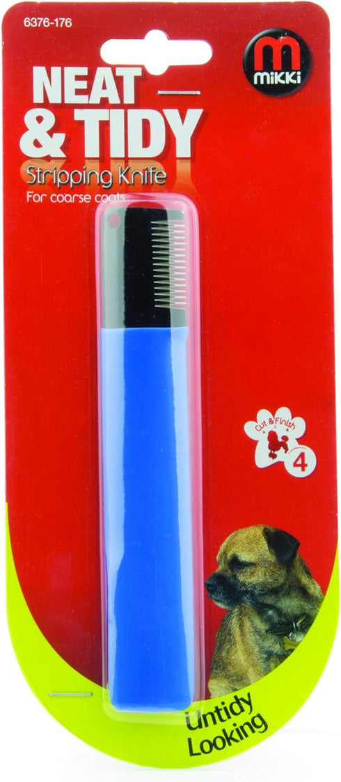 Mikki Dog Puppy Grooming Stripping Knife - Blue Hand Stripping Blade Tool for Coarse Hair Coats