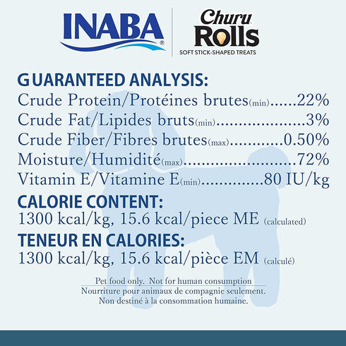 0.42 (8 Pack), 3 Pack (48 INABA Churu Rolls for Dogs, Grain-Free, Soft/Chewy Baked Chicken Wrapped Churu Filled Dog