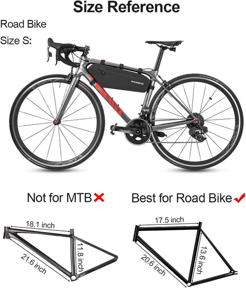 ROCKBROS Waterproof Bike Frame Bag, Triangle Bag for Large Size Road Bike Pouch Storage Cycling Accessories