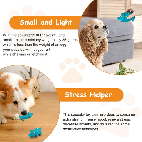 WishLotus Natural Latex Dog Squeaky Toy, Pig-Shaped Chew Toy for Teeth Cleaning, Mini Puppy Chew Toy for Small Dogs