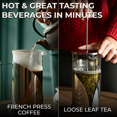 34 oz 4-Level Cafe Du Chateau Stainless Steel French Press Coffee Maker - Easy to Use Insulated Coffee Press