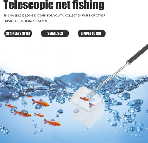 Skimming IMIKEYA Extendable Shrimp Net Fish Mesh Net Black Square Frame Fish Tank Cleaning Shrimp Catching Suitable
