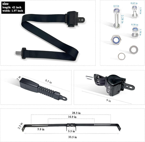 YOUXIFUN Retractable Golf Cart Seat Belt Bracket Kit for EZGO, Club Car, Yamaha
