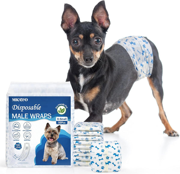 MICOOYO Dog Diapers Male Disposable Super Absorbent Male Dog Wraps Lighter Dogs