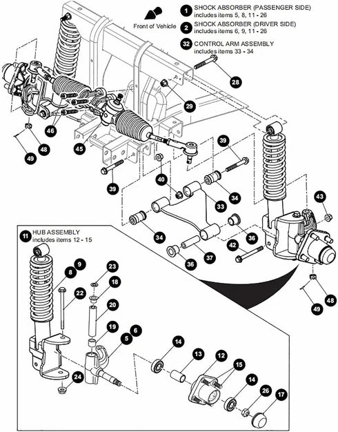 Golf Cart A Arm Suspension Bushing and Sleeve Kits for EZGO RXV #608086 601340 602085 601754 602415 600525