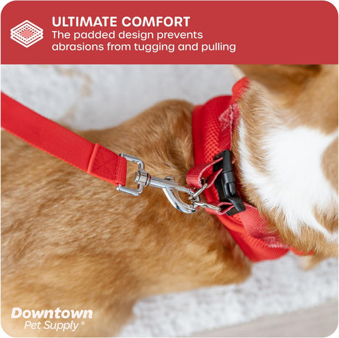 Downtown Pet Supply Step in Dog Harness for Small Dogs - No Pull, Medium, Red - Adjustable Harness with Padded Mesh