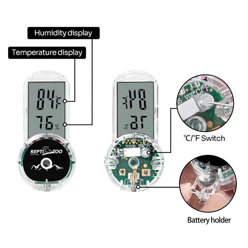 REPTI ZOO Upgraded Digital Reptile Thermometer Hygrometer, Pet Temperature and Humidity Gauge