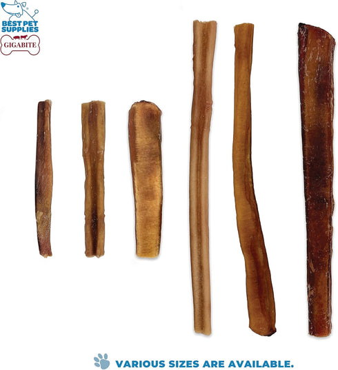 12"), Pack 6 GigaBite Bully Sticks for Dogs All Natural Beef Pizzle Dog Chews, Odor & Rawhide Free Dog Treats, Long