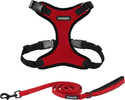 Voyager Step-in Lock Dog Harness w Reflective Dog Leash Combo Set for Small, Medium and Large Breed Puppies/Cats by