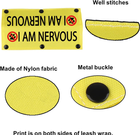Funny Dog Leash Sleeve, I am Nervous Dog Leash Wrap Sleeve, Pet Birthday Gift (I AM NERVOUS-YE)