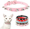 Soft PU Leather Spiked Dog Collar, Adjustable Studded Cat Collars for Girl Boy Small Breed Pet Teacup Mini Tiny Puppy