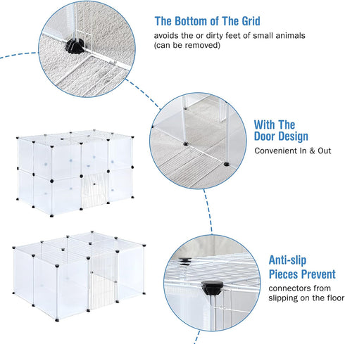 17.7 13.7 inches, 18 BRIAN & DANY Pet Plastic Playpen, Play Pen Indoor for Kitten, Hamster, Rabbit, Guinea Pig, Clear