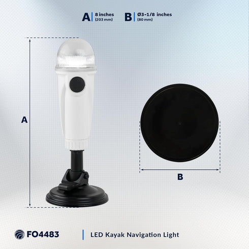 Five Oceans Kayak Lights, Battery-Powered LED Stern Lights for Night Kayaking with Suction Cup
