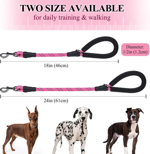 VIVAGLORY Short Rope Dog Leash - Neoprene Padded Handle, Training & Walking Durable Traffic Leash for Medium & Large