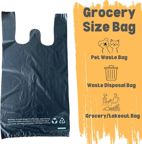 (600 Hammer T-shirt Biodegradable Black Plastic Bag ct.) Small Can Liners Thank You Grocery Shooping Size Doggy Poop