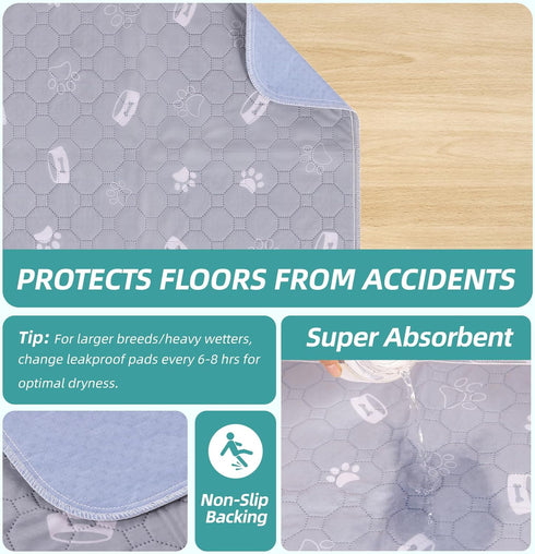 LINDOPTWS (2-Pack, 36"x41") Washable Puppy Pads - Reusable, Ultra Absorbent & Leak-Proof Pee Pads for Dogs Washable