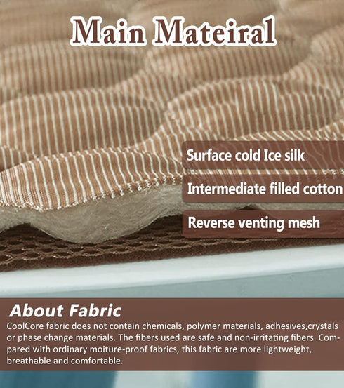 Dogs Cooling Mat, Pet Self Cooling Pad for Summer, Washable Ice Silk Sleep Mat for Large Dogs and Cats (Coffee, Large)