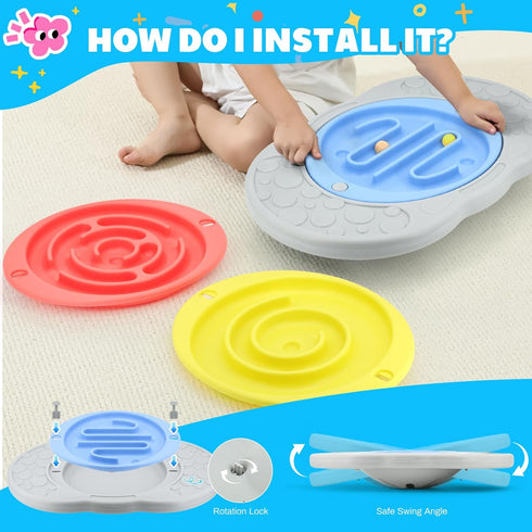 3 3 3+, 140 Lbs Balance Board Maze for Kids, Wobble Board with Balls, Replacement Labyrinth Boards, Indoor Active Play