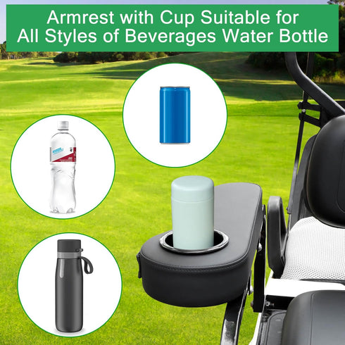 MOSNAI Golf Cart Armrest with Cup Holder for Club Car EZGO Yamaha, Upgrade Armrest with Phone Storage Pouch, Better