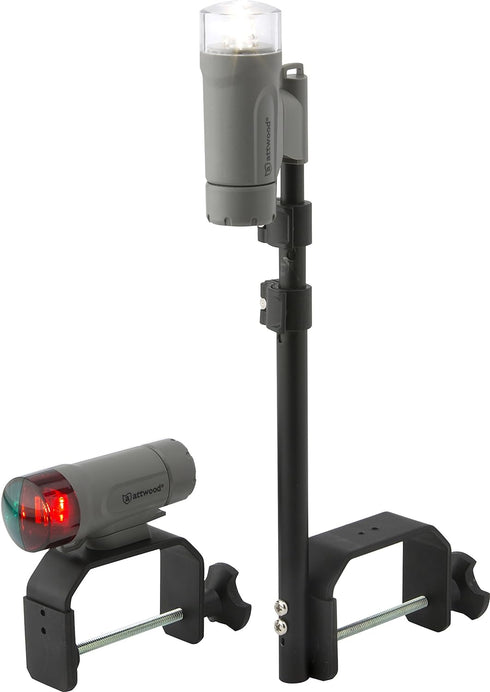 Portable Clamp-On LED Light Kit, attwood 14190-7, Water-Resistant, Marine Gray Finish