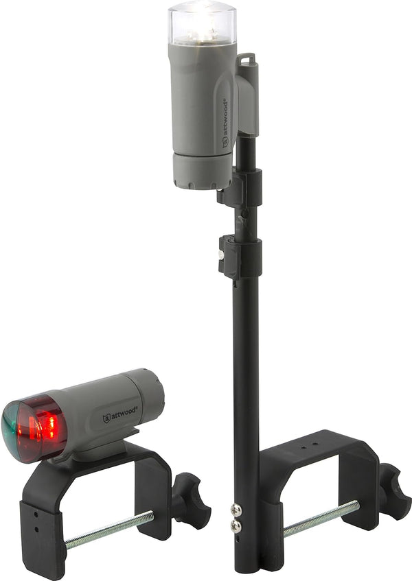 Portable Clamp-On LED Light Kit, attwood 14190-7, Water-Resistant, Marine Gray Finish