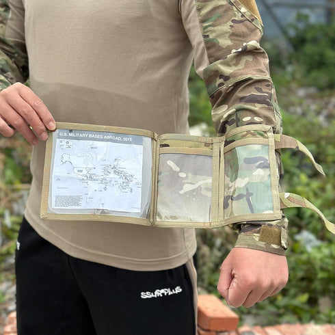 Tactical Arm Sleeve Map Pouch Case - Documents Holder Wrist Case with Military Arm Pouch and USA Flag Patch