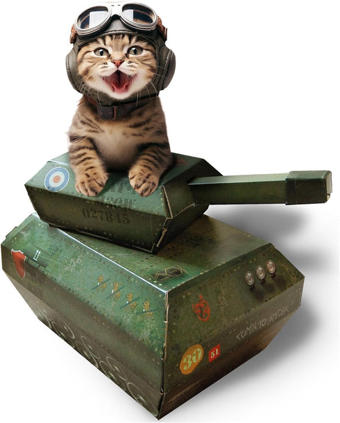 Suck UK | Tank Cat House | Cardboard Kitten Toys & Cat Bed |
