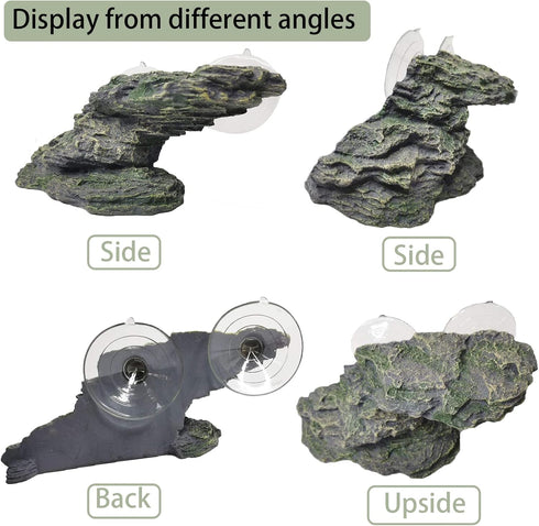 kathson Turtle Basking Platform, Baby Tortoise Climbing Ramp for Reptiles, Dock Resting Terrace Stone (Medium Size:
