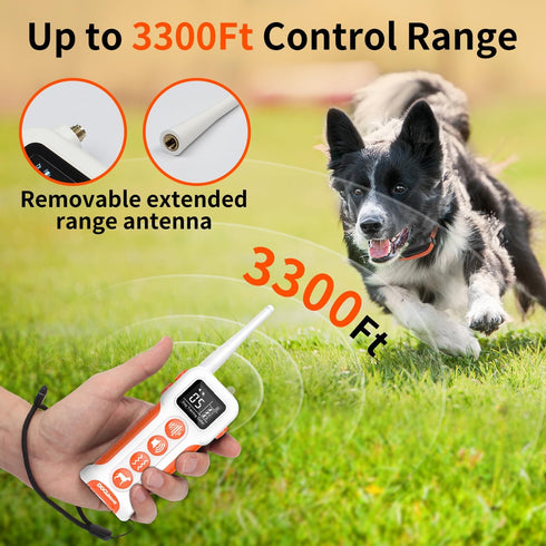 Vibrating Dog Collar No Shock with Controller 3300ft Range, Vibration Collar for Small Medium Large Dogs