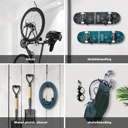 Heavy Duty Bike Hooks 6-Pack, Bicycle Storage Hanger for Ceiling, Utility Hooks for Wall, Garage, Garden Organization
