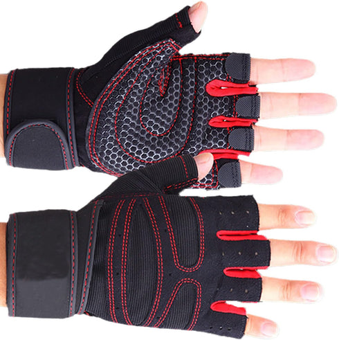 RiToEasysports Fitness Gloves, Non Slip Microfiber Silicone Palm Breathable Ottoman Back with Wrist