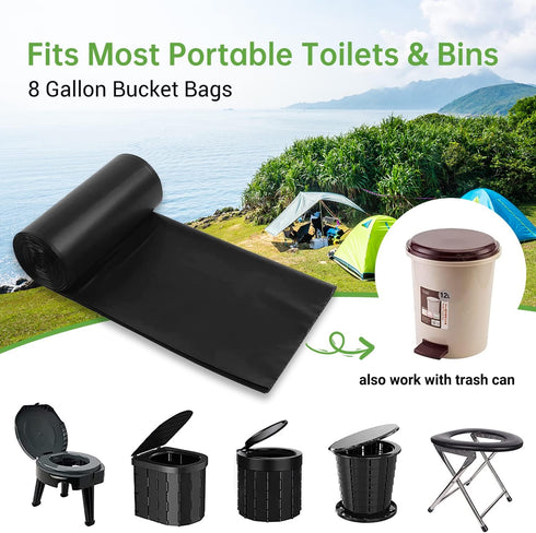 Winmoom 50 8 1.3 portable toilet bags for camping, Gallon Mil Thickened Compostable Toilet Replacement Bags