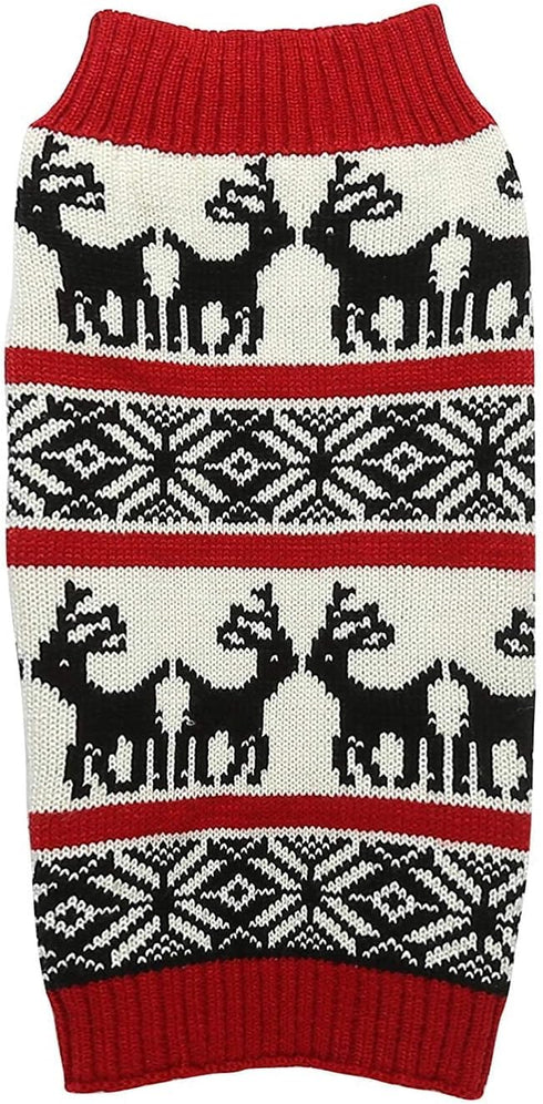 Lanyarco Ugly Dog Christmas Sweater, Vintage Knit Xmas Reindeer Holiday Outfit, XL Size Back Length 20"