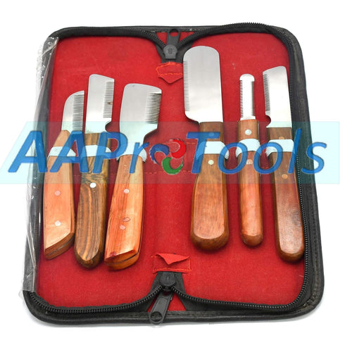 AAProTools Trimmer Set 6 Dog Grooming Coat Stripping Knife Stripper Tool Wooded Handle Stripping Knives of in Stainless