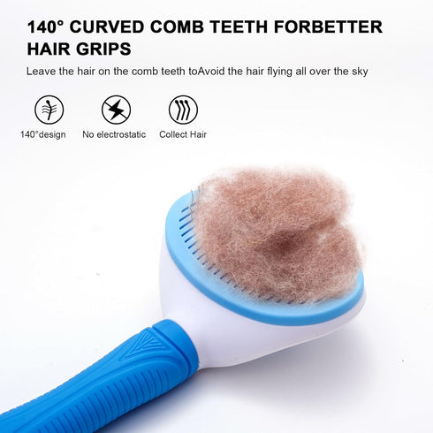 Self Cleaning Slicker Brush for Cats and Dogs, Easy to Remove Loose Undercoat, Grooming Tool