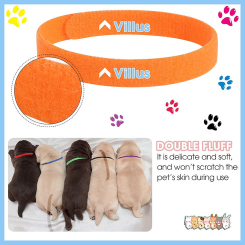 Frienda 60 Pieces Puppy Whelping Collars, Double-Sided Adjustable ID Bands for Newborn Pet Dogs and Cats, S, M, L