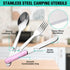 HAUSHOF 4-in-1 Camping Utensils, 2-Pack Detachable Stainless Steel Spoon, Fork, Knife & Bottle Opener for Traveling,