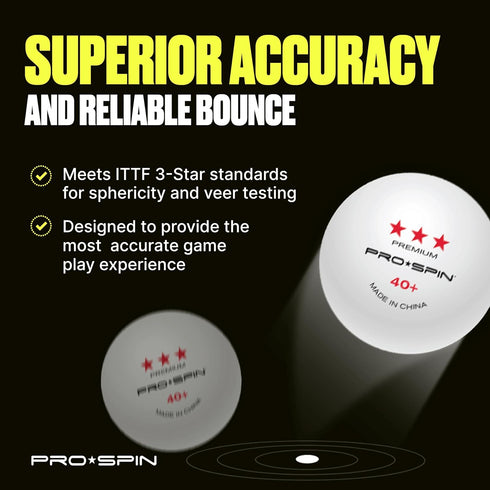3-Star 40+ PRO-SPIN Ping Pong Balls ITTF-Approved Premium Table Tennis Balls | High-Performance ABS Professional