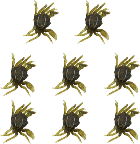 8Pcs 13cm Artificial Crab Bait Simulation Crab Soft Lure Fishing Bait with Hooks for Freshwater Saltwater (Green Brown)