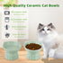 Elevated Ceramic Cat Bowls, 2Pc Extra Wide Raised Shallow Food and Water Dish, Whisker Friendly, Anti Vomit, Microwave