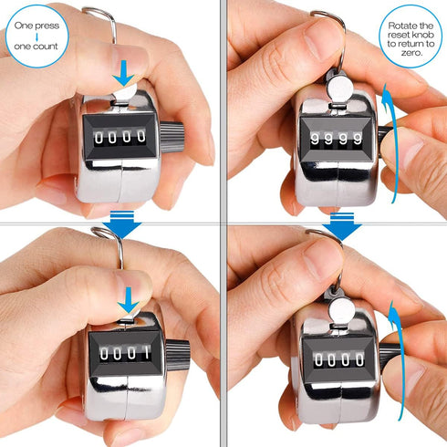 SLTG2020 2PCS Set 4 Counter Portable Digit Handheld Number Click Golf Tally Recorder